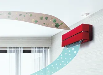 Ruby red Mitsubishi Electric MSZ-LN split system with dual airflow