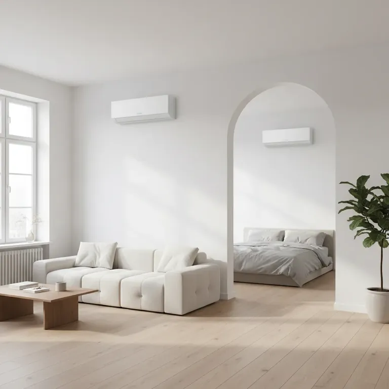 Two multi-split indoor units in an open plan apartment